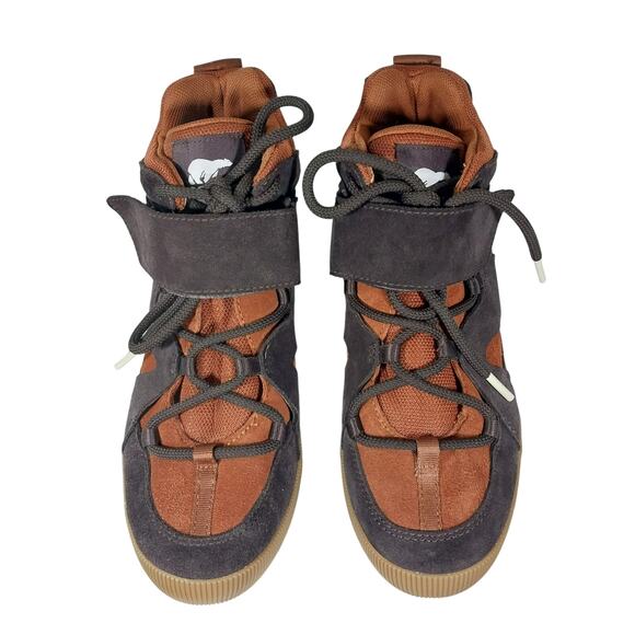 SOREL! BURNT ORANGE, BROWN GENUINE LEATHER & SUEDE OUT & ABOUT SNEAKERS! SZ 7.5 - Picture 5 of 11